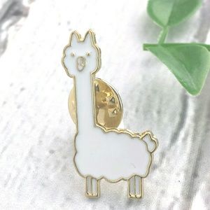 Llama Alpaca enamel brooch lapel pin gold edge new